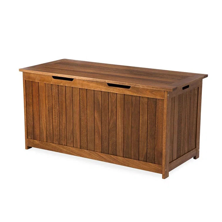 Plow & Hearth Lancaster 49'' W Solid Wood Eucalyptus Deck Box in Brown