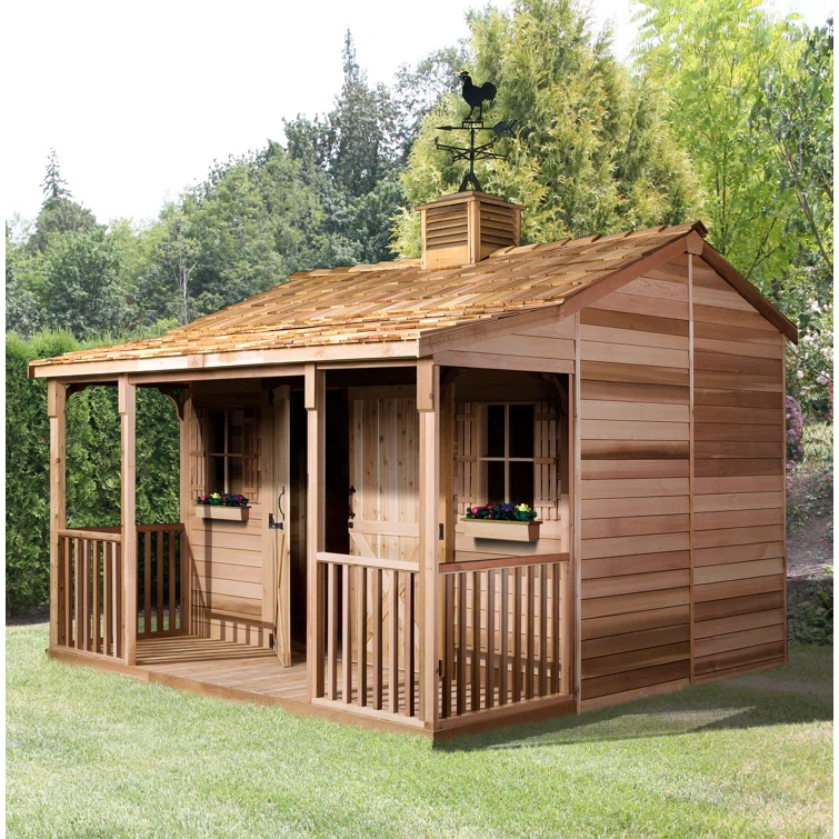 Ranchhouse 16 ft. W x 14 ft. D Western Red Cedar Wood Storage Shed