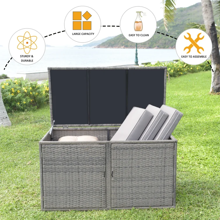 Gymax 45'' W 88 Gallons Wicker Cabinet Deck Box