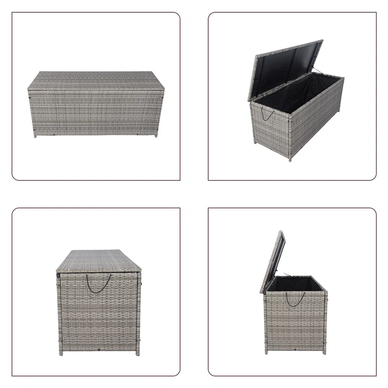 IYofe 53'' W 113 Gallons Water Resistant Wicker Deck Box