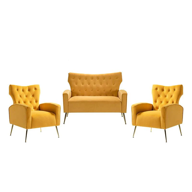 Amira Velvet 3-Piece Living Room Set