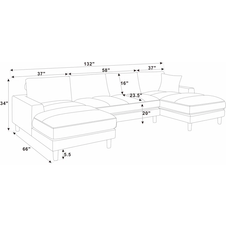 Sanner 3 - Piece Corduroy Sectional