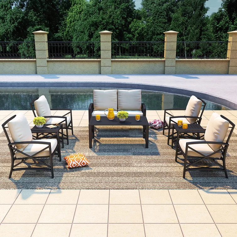 Cueva 6 - Person Outdoor Seating Group with Cushions<!-- --> <!-- -->(Set of 8)