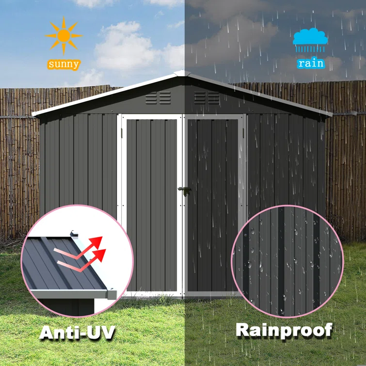 Alcazar 8 ft x 6 ft Metal Storage Shed