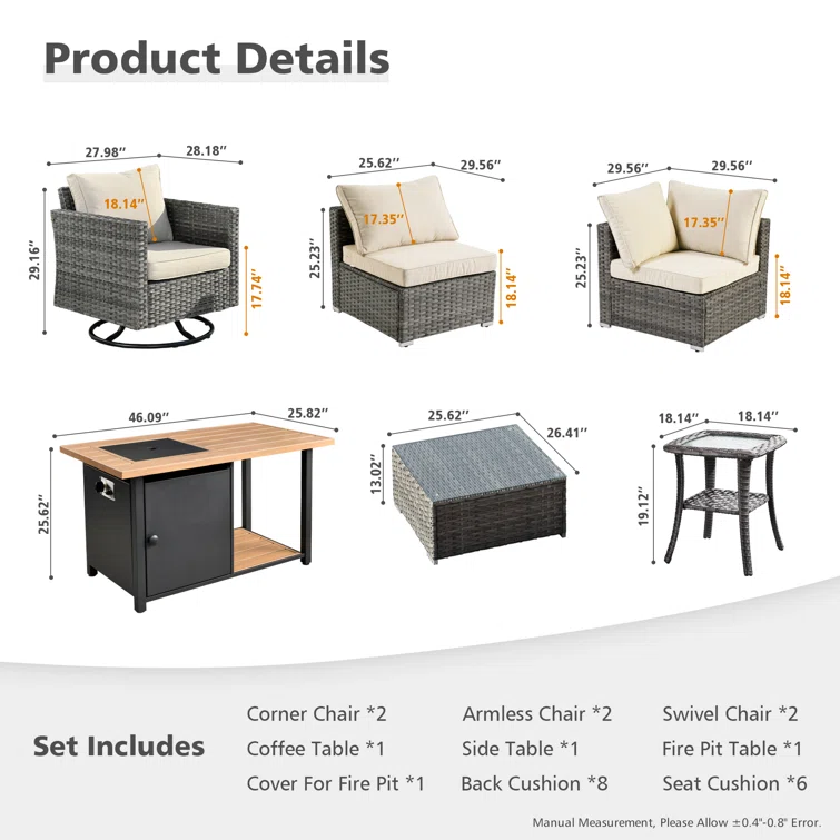 Aliva 6 - Person Outdoor Seating Group with Cushions