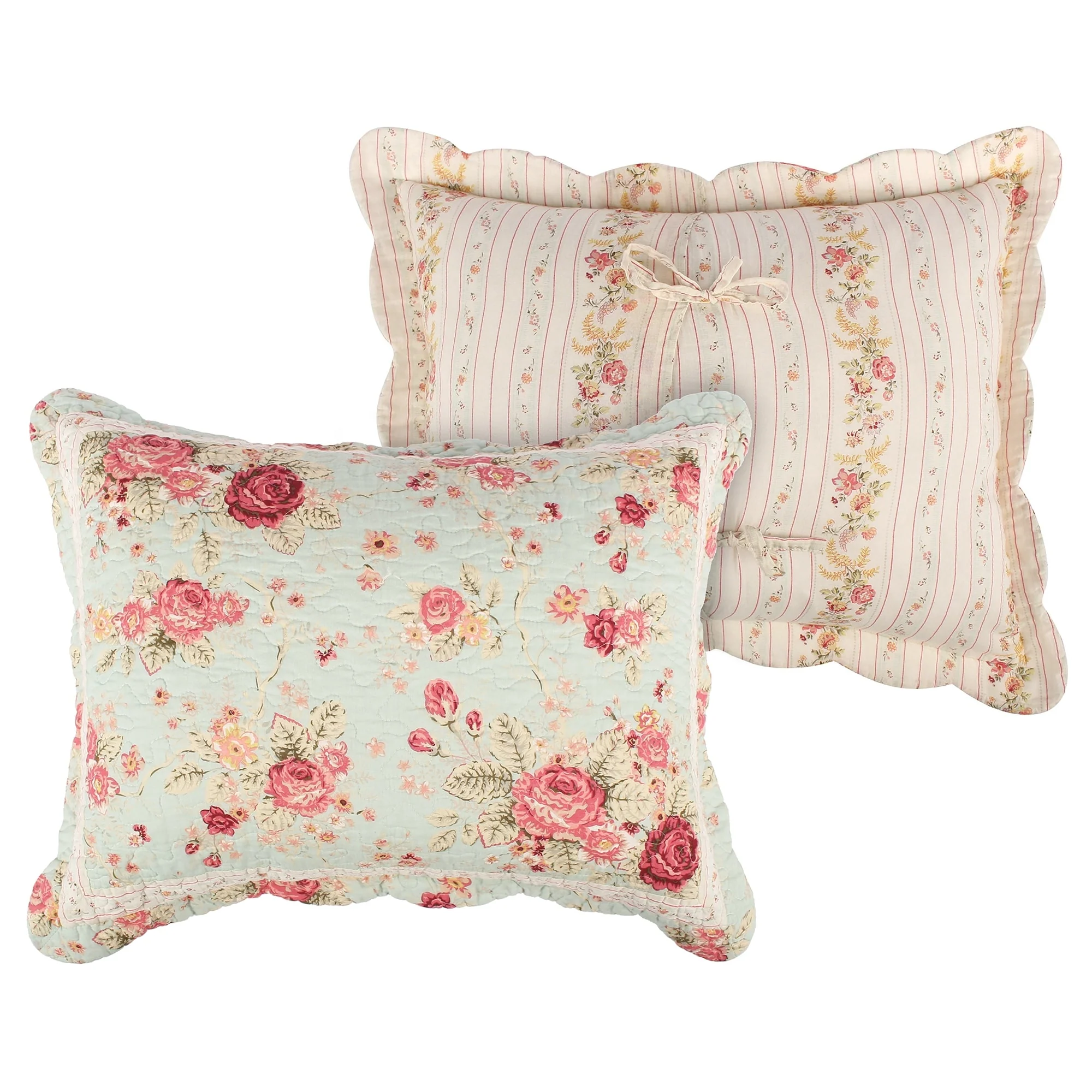 Greenland Home Fashions Antique Rose 100% Cotton Quilted Pillow Shams (Set of 2)