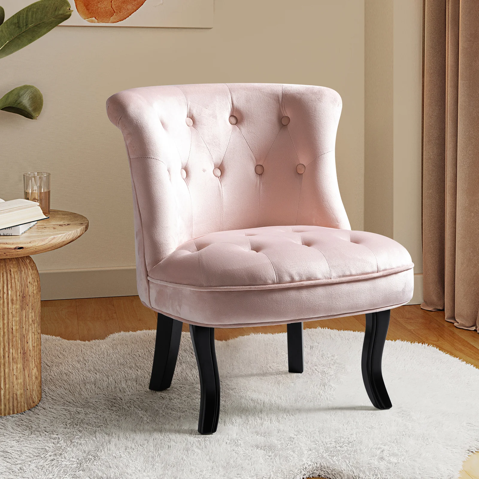 Elegantly Curved Jonnie Tufted Vanity Stool