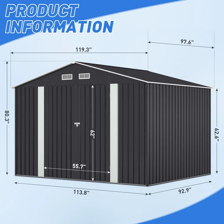 8 ft. W x 6 ft. D Metal Garage Shed