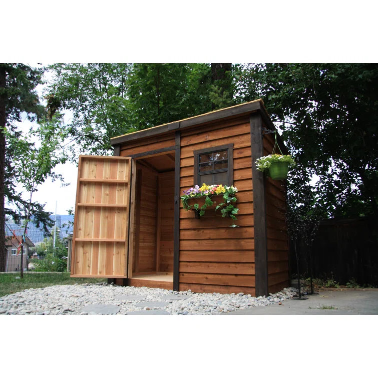 8 ft. W x 4 ft. D Single Door Cedar Wood Storage Shed
