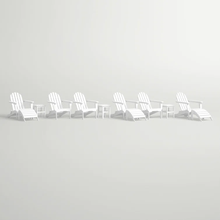 Hartington 12 Piece Plastic/Resin Folding Adirondack Chair with Ottoman and Table
