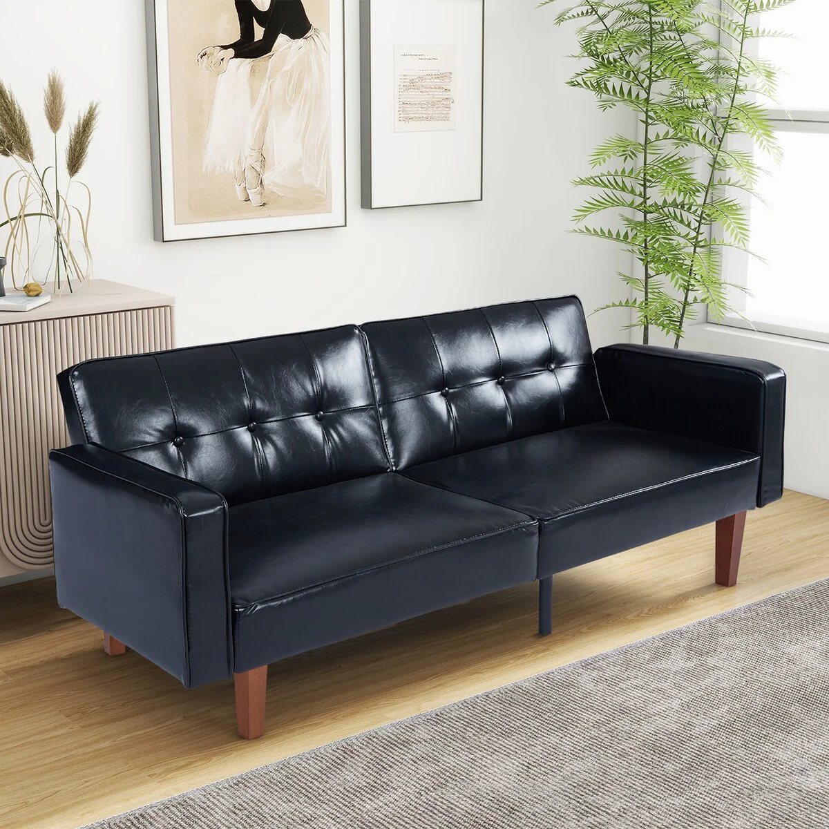Futon Sofa Bed Couch Memory Foam Futon Convertible Couch Bed Sleeper for Living Room - 68.11