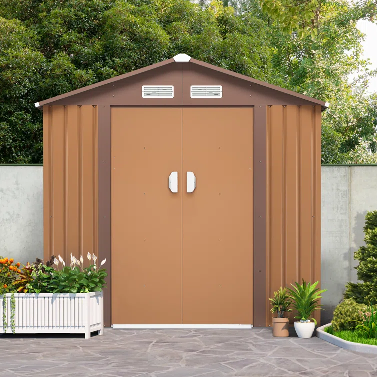 Outdoor 8 ft. W x 6 ft. D Metal Storage Shed