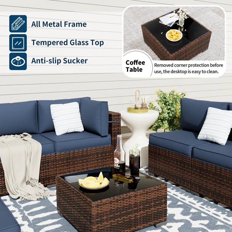 Bhairavi 6 - Person Outdoor Seating Group with Cushions