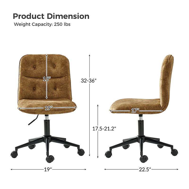 Leonhard Upholstered Swivel Task Chair: Plush Velvet Feel with Linen-Inspired Fabric, Adjustable Height, and Wheels