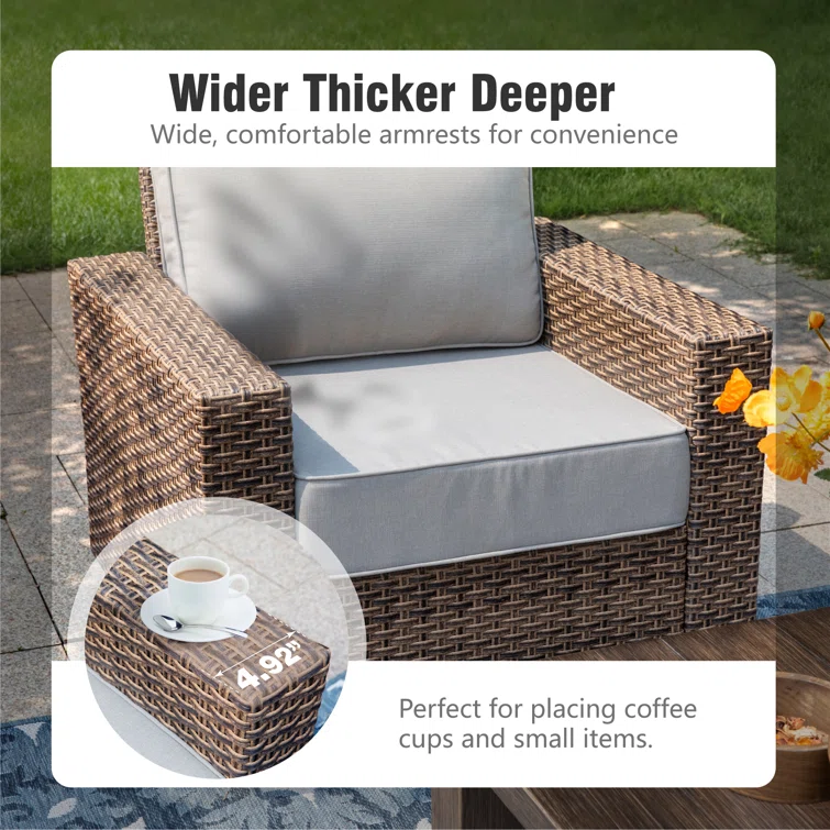Outdoor Wicker Patio Conversation Furniture Set