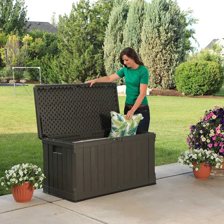Lifetime 50.3'' W 116 Gallons Water Resistant Polyethylene Plastic Lockable Deck Box in Brown