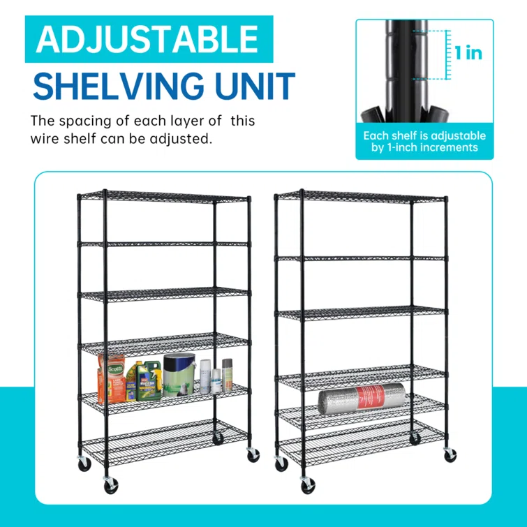 Kinzel 48'' W Height -Adjustable Shelving Unit with Wheels