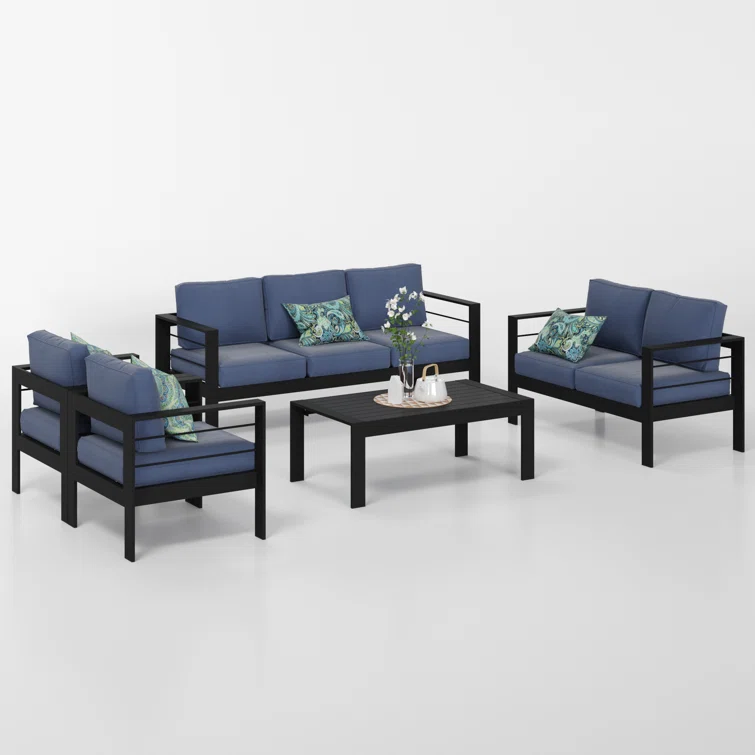 Brandtley Metal 7-Person Sofa Seating Group with Cushions