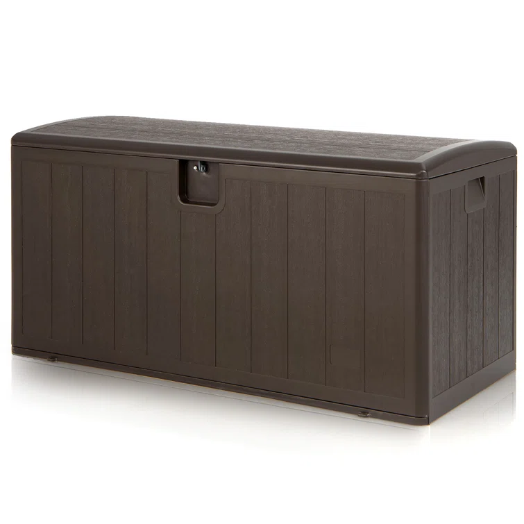 Costway 50.5'' W 105 Gallons Water Resistant Resin Lockable Deck Box in Brown