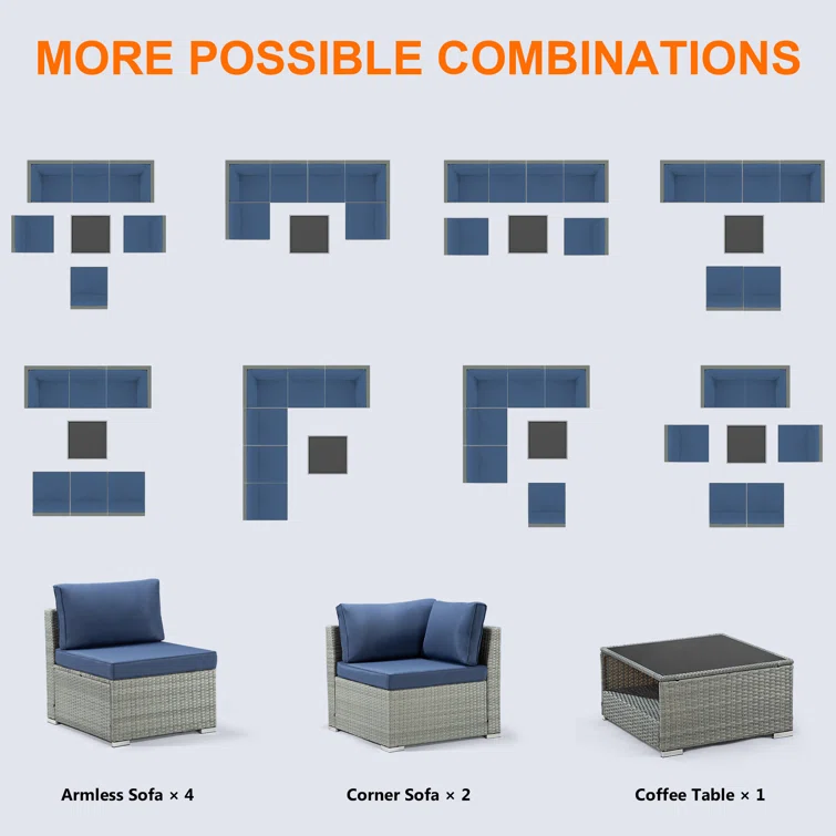 7-Piece Outdoor Seating Group with Cushions