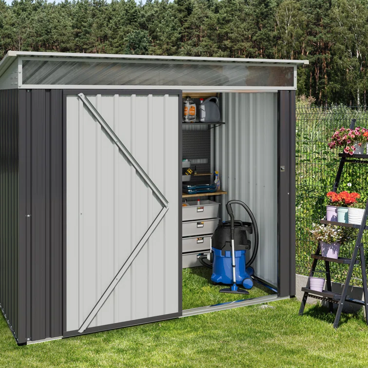 6 X 4 X 6 FT Outdoor Storage Shed, Metal Waterproof Shed Small Garden Tool Storage Shed With Large Window And Lockable Door, Window For Outside Backyard Patio Lawn