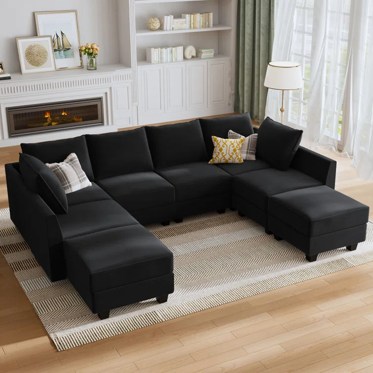 Tremee U Shaped Modular Velvet Sectional Couch