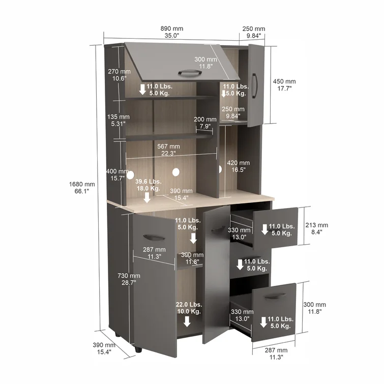 Kagishan Single Storage Cabinet ( 66.1'' H x 35'' W x 15.4'' D)