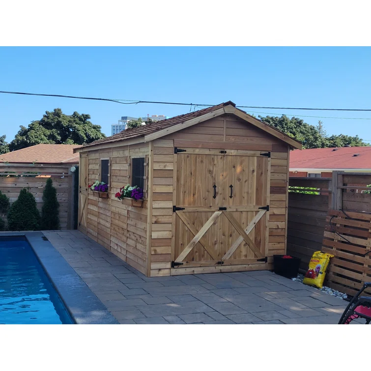 Boathouse 16 ft. W x 8 ft. D Western Red Cedar Wood Traditional Storage Shed