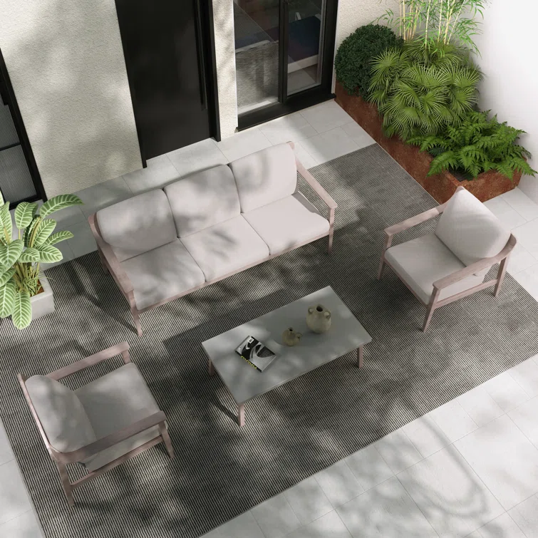 Willich Metal 5 - Person Outdoor Seating Group with Olefin Cushions