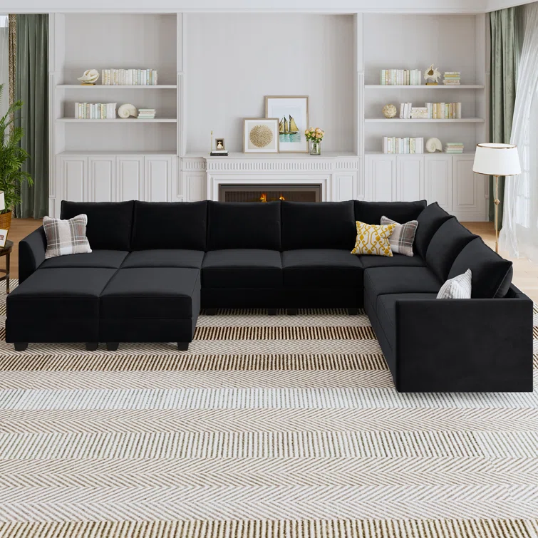 Berenika U-shaped Modular Sectional Sofa Reversible Velvet Sectional Sofa Couch With Chaise