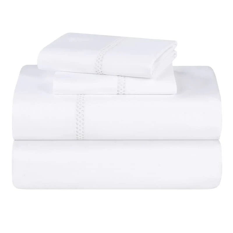 Blue Nile Mills Allure Cotton Cross-Stitch Embroidered Bed Sheet Set