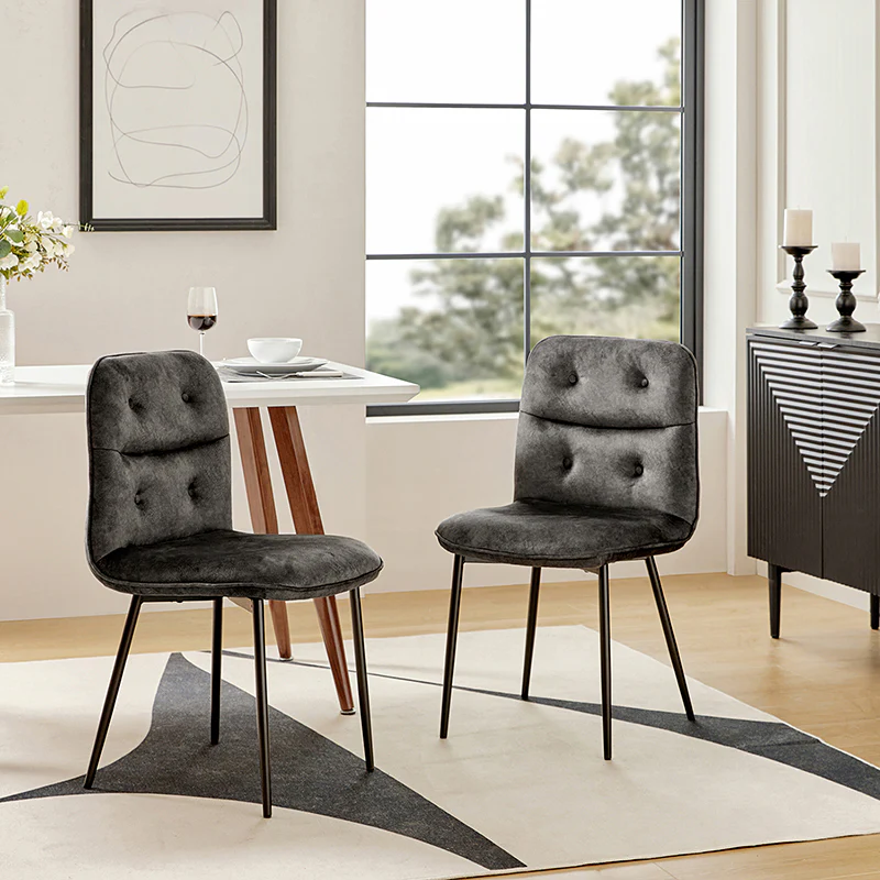 Annie Velvet Solid Back Dining Chair (Set of 2)