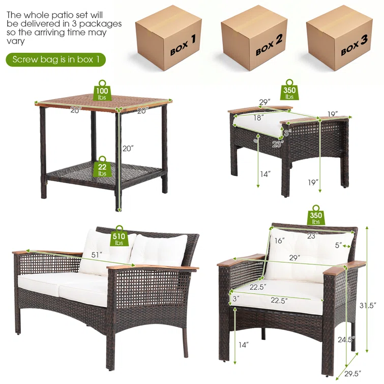 Gymax 6 - Person Outdoor Seating Group with Cushions