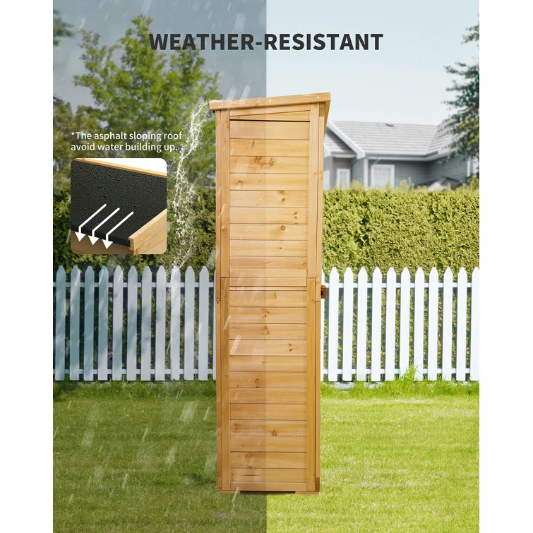Aiho 3 ft. W x 1 ft. D Solid Wood Vertical Storage Shed