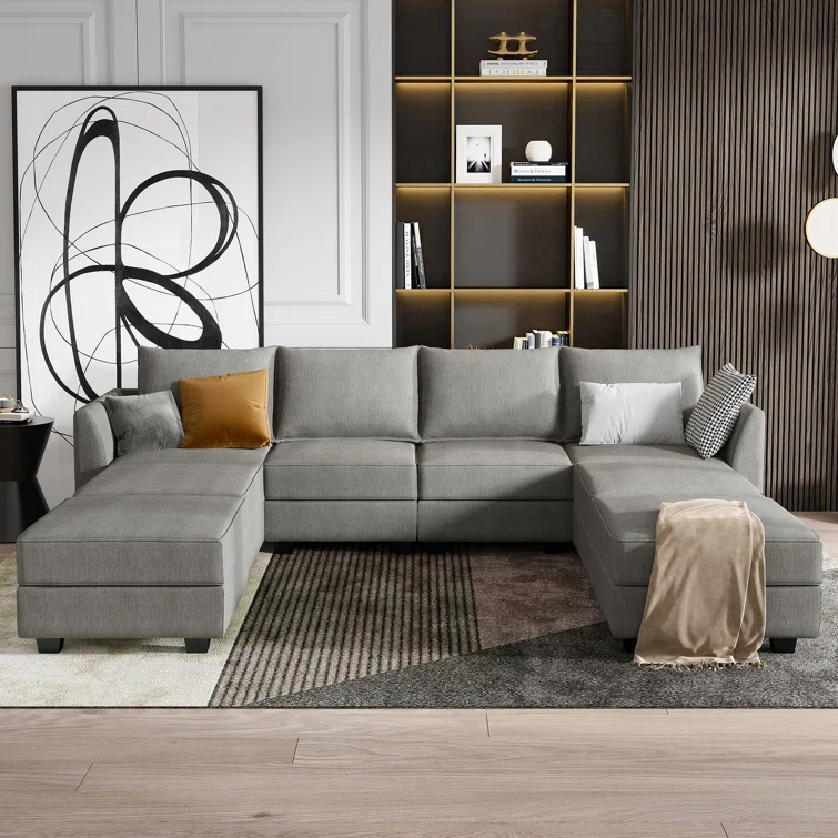 U shaped Sleeper Sectional Modular Sectional Sofa with Chaise