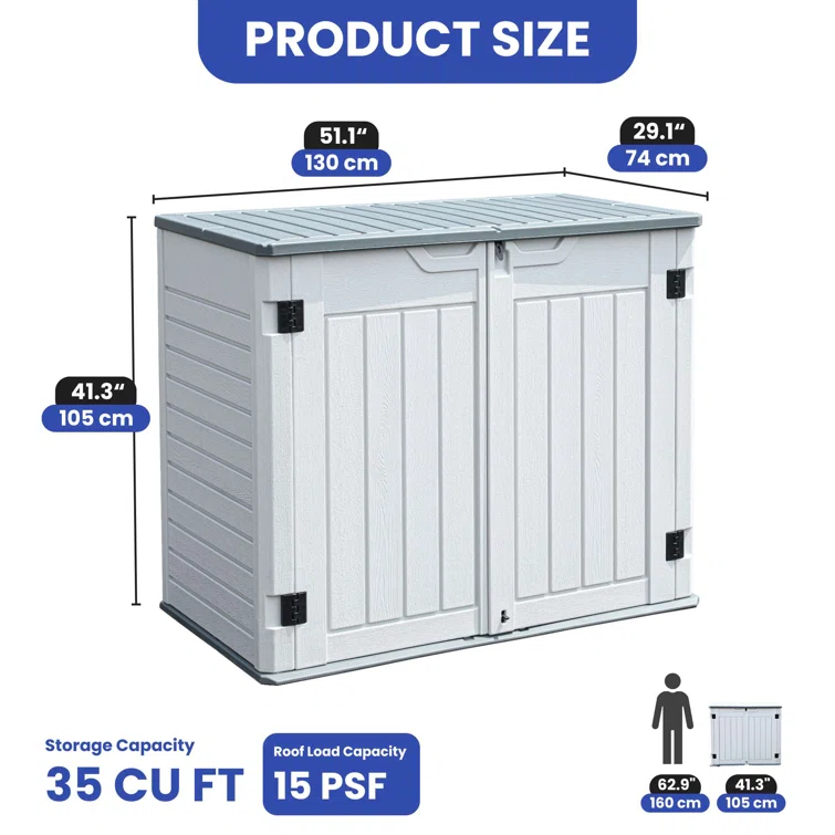 Outdoor Polyethylene Plastic Horizontal Storage Shed
