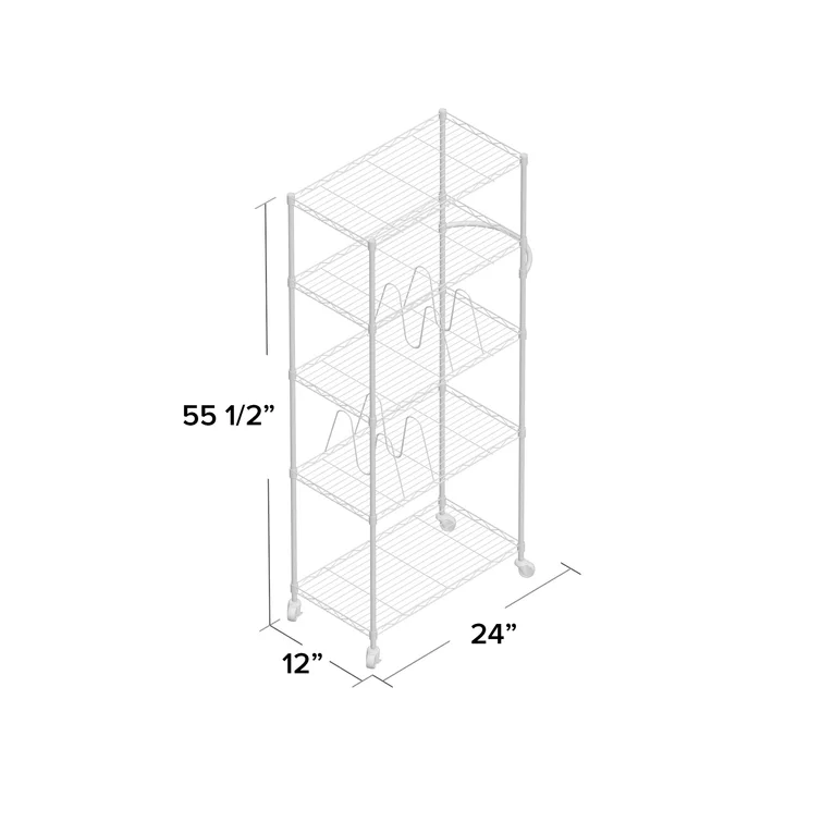 24'' W Steel Height -Adjustable Shelving Unit with Wheels