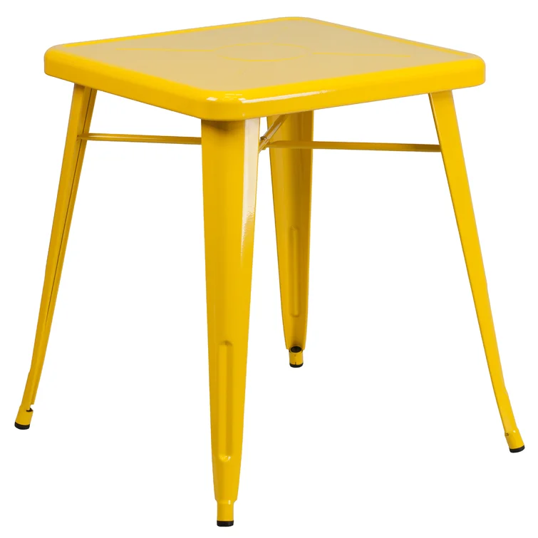 Geneen 23.75'' Square Metal Indoor-Outdoor Table Set with 2 Stack Chairs