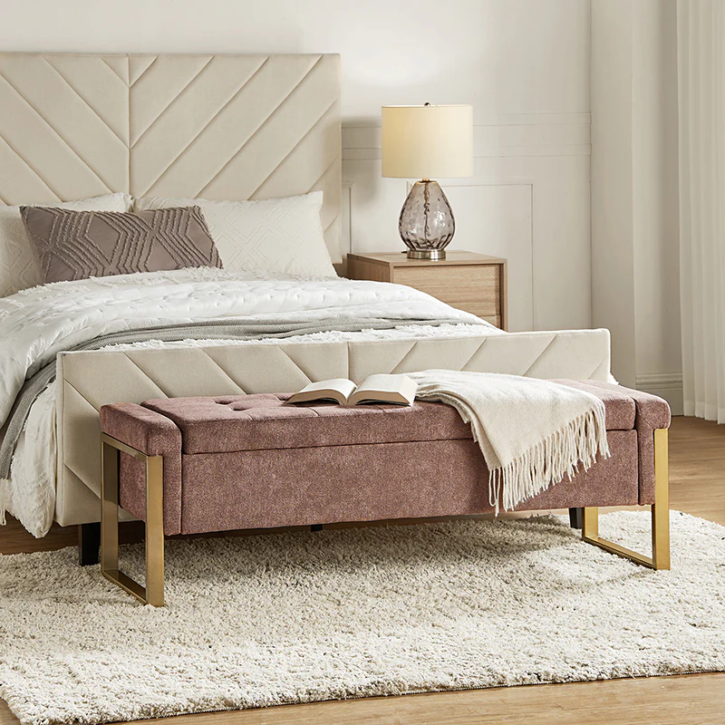 Flora Modern Upholstered Flip Top Storage Bench