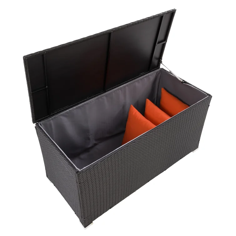 CorLiving 46'' W 81 Gallons Water Resistant Wicker Deck Box in Black