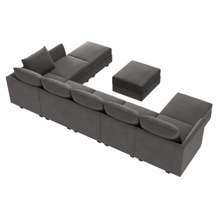 Tremee U Shaped Velvet Modular Sectional Sofa