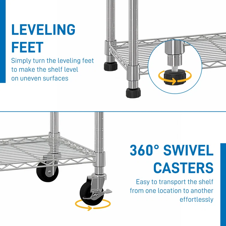Maxden 46'' W Height Adjustable Shelving Unit with Wheels
