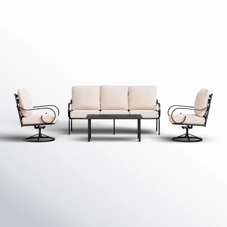 Arriona Metal 5 - Person Patio Conversation Set with Swivel Lounge Chairs
