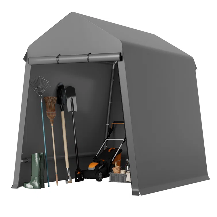 Heavy Duty Outdoor Shed, Portable Storage Shed, With 2 Rolled Up Zipper Doors,Vents Carports