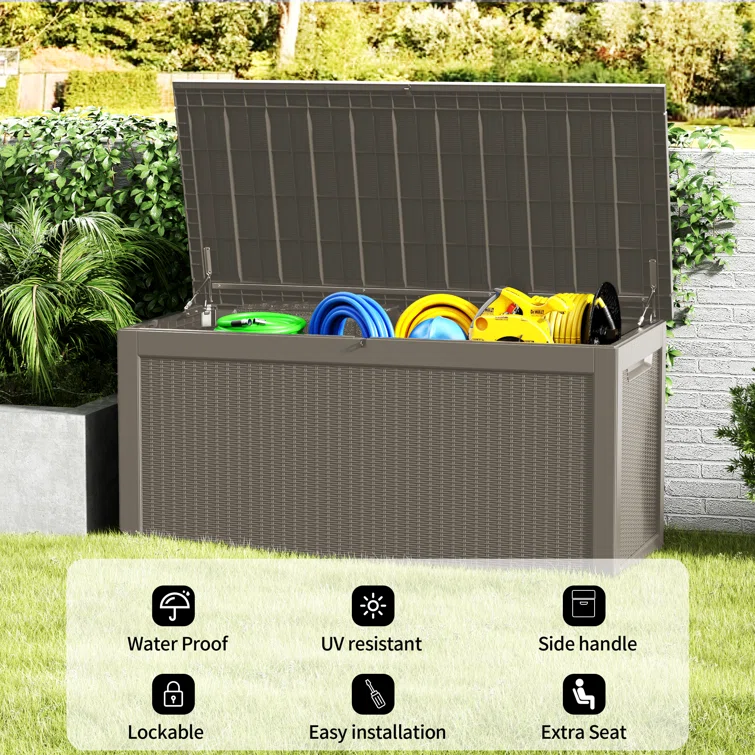 WORACO 32.2'' W 260 Gallons Water Resistant Resin Lockable Deck Box