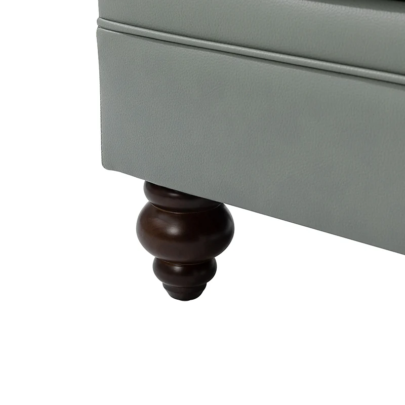 Basilio Contemporary Genuine Leather Ottoman for Living Room