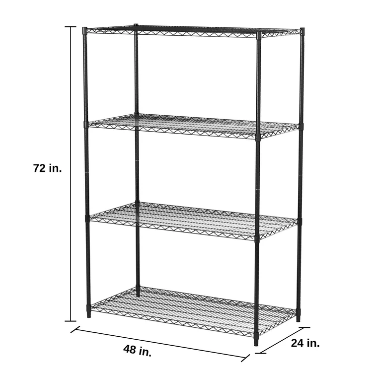 48" W x 24" D x 72" H 4 Tier Wire Shelving