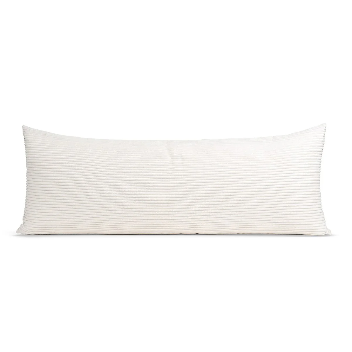 Sweet Jojo Designs White Unisex Boy Girl Body Pillow Case (Pillow Not Included) Solid Striped Corduroy Textured Minimalist Ivory