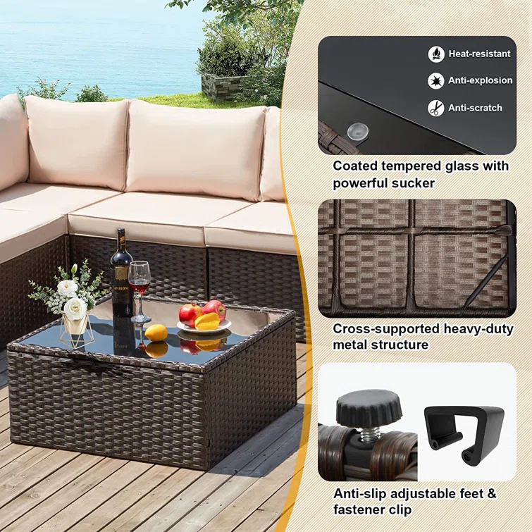 Birte 6 - Person Outdoor Seating Group with Cushions