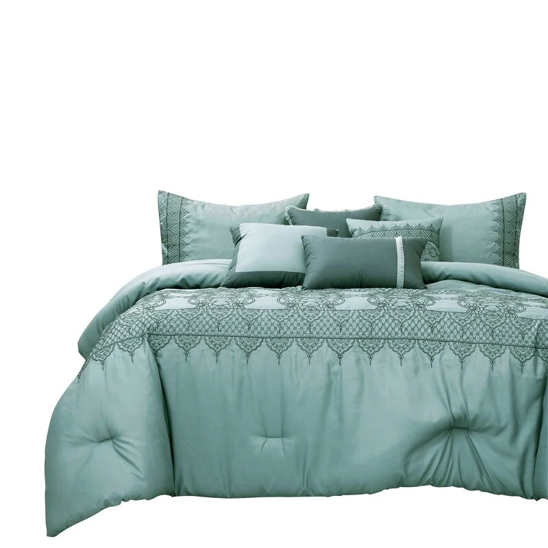 Wellco Bedding Comforter Set Bed In A Bag - 7 Piece - Luxury Oversized Comforters,Queen,King